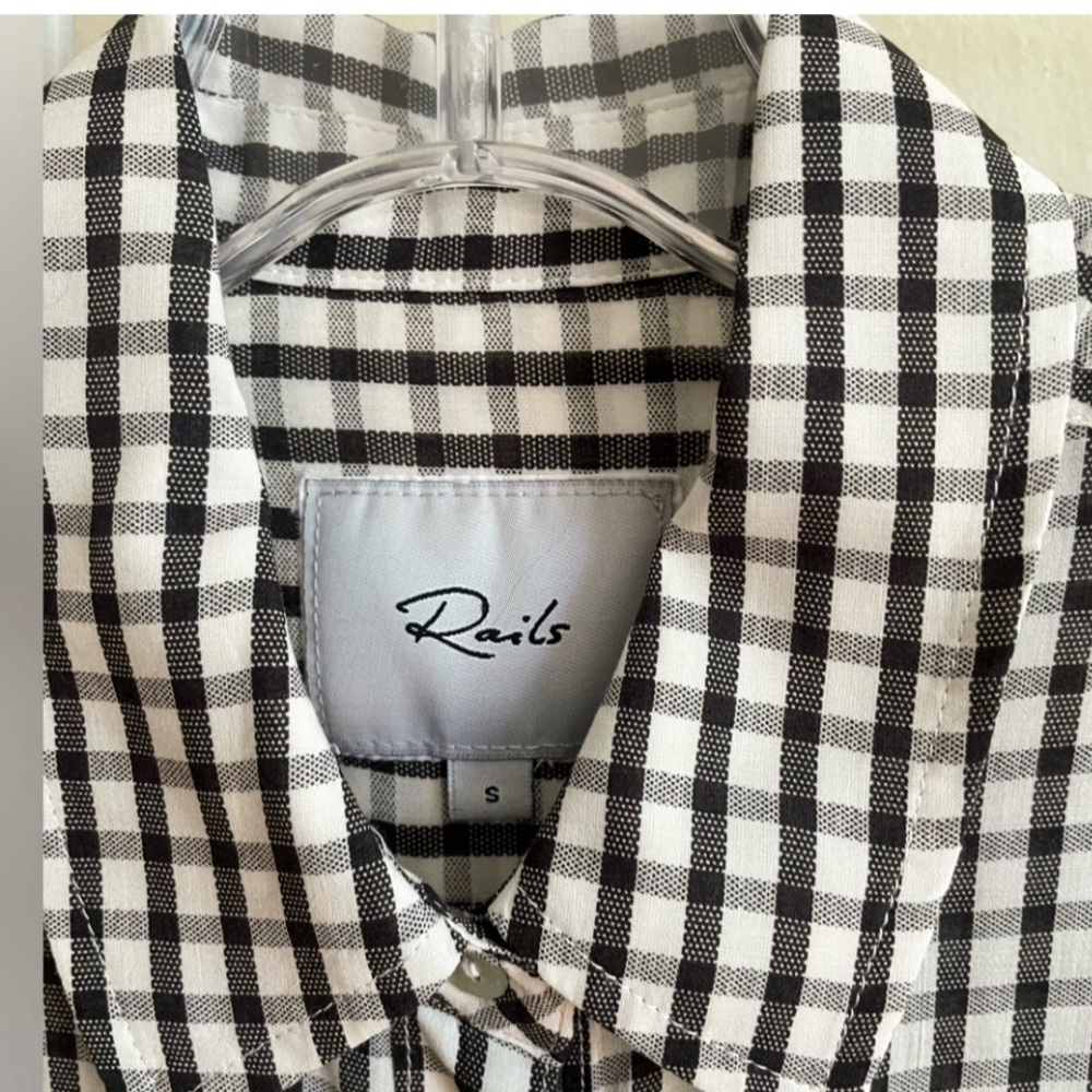 Rails Black And White Check Button-Front Blouse - image 5